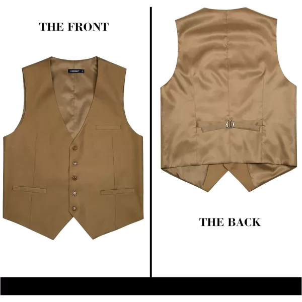 HISDERN Men's Suit Vest Business Formal Dress Waistcoat Vest with 3 Pockets for Suit or Tuxedo