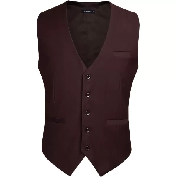 HISDERN Men's Suit Vest Business Formal Dress Waistcoat Vest with 3 Pockets for Suit or Tuxedo
