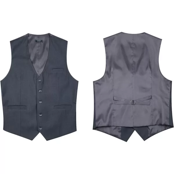 HISDERN Men's Suit Vest Business Formal Dress Waistcoat Vest with 3 Pockets for Suit or Tuxedo