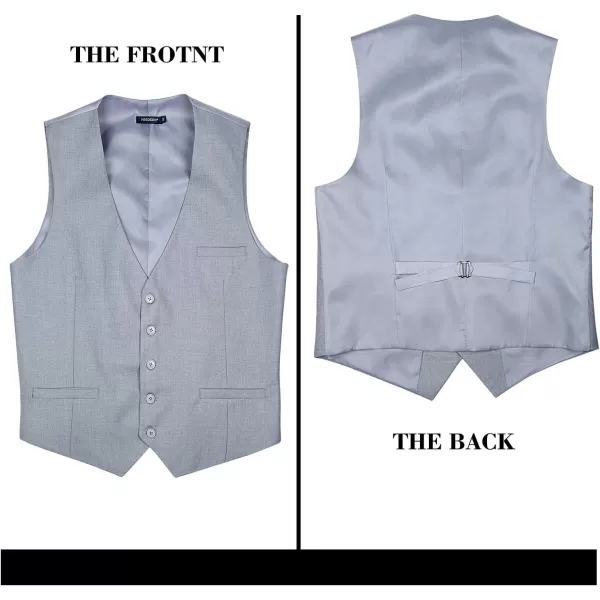 HISDERN Men's Suit Vest Business Formal Dress Waistcoat Vest with 3 Pockets for Suit or Tuxedo
