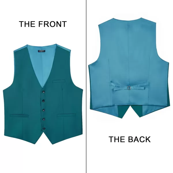 HISDERN Men's Suit Vest Business Formal Dress Waistcoat Vest with 3 Pockets for Suit or Tuxedo
