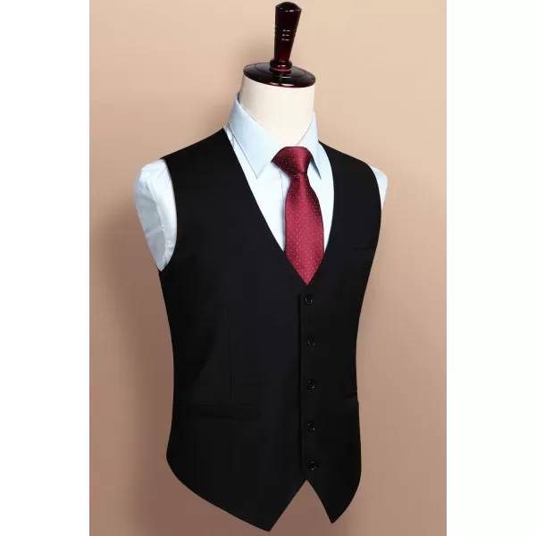 HISDERN Men's Suit Vest Business Formal Dress Waistcoat Vest with 3 Pockets for Suit or Tuxedo