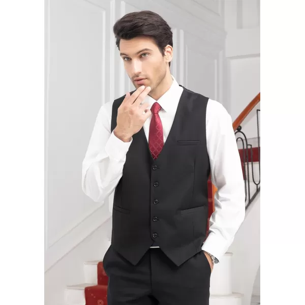 HISDERN Men's Suit Vest Business Formal Dress Waistcoat Vest with 3 Pockets for Suit or Tuxedo
