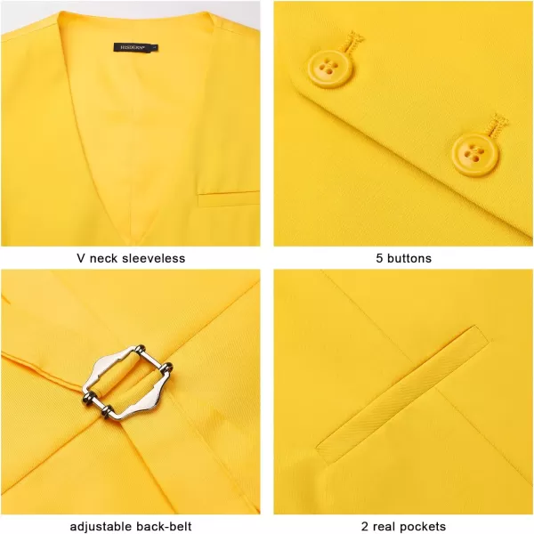 HISDERN Men's Suit Vest Business Formal Dress Waistcoat Vest with 3 Pockets for Suit or Tuxedo