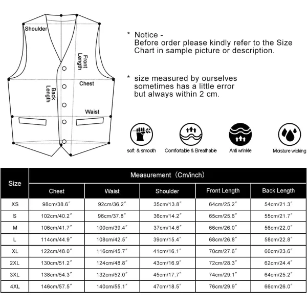 HISDERN Men's Suit Vest Business Formal Dress Waistcoat Vest with 3 Pockets for Suit or Tuxedo