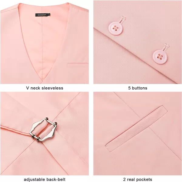 HISDERN Men's Suit Vest Business Formal Dress Waistcoat Vest with 3 Pockets for Suit or Tuxedo