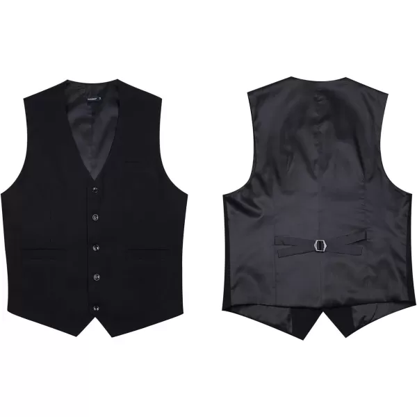 HISDERN Men's Suit Vest Business Formal Dress Waistcoat Vest with 3 Pockets for Suit or Tuxedo