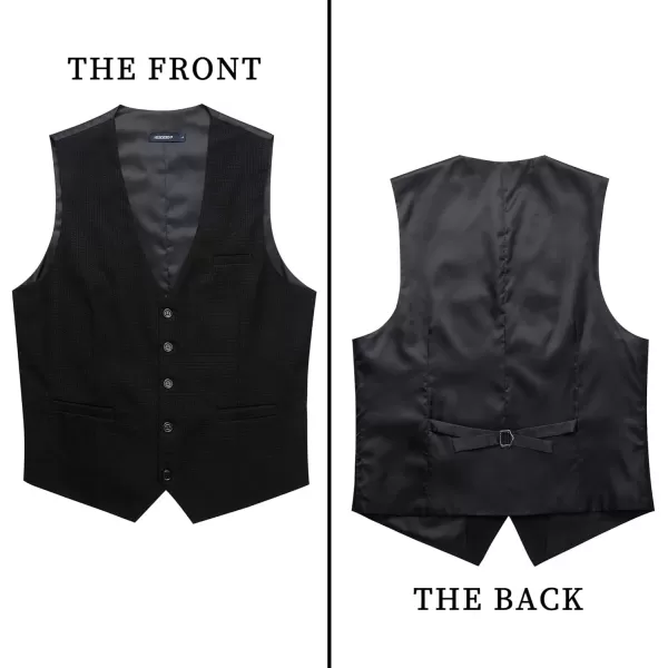 HISDERN Men's Suit Vest Business Formal Plaid Dress Waistcoat Slim Fit Vests for Men with 3 Pocket for Suit or Tuxedo