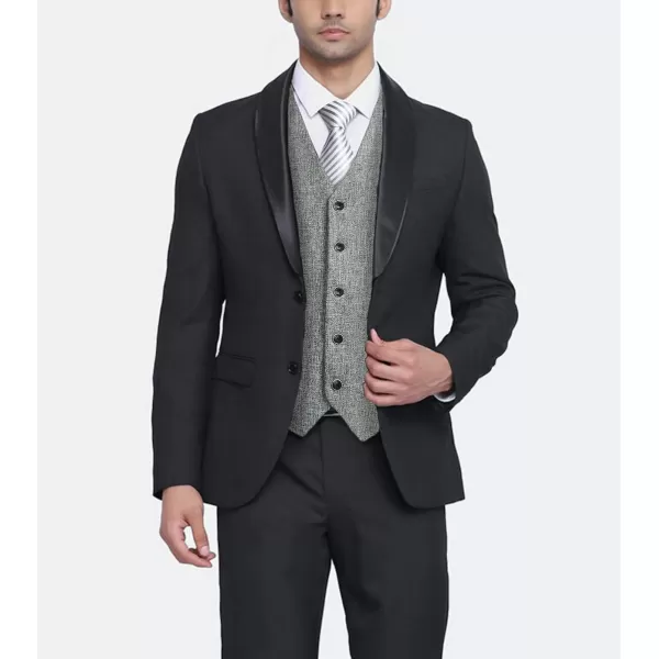 HISDERN Men's Suit Vest Business Formal Plaid Dress Waistcoat Slim Fit Vests for Men with 3 Pocket for Suit or Tuxedo