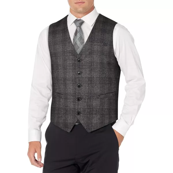HISDERN Men's Suit Vest Business Formal Plaid Dress Waistcoat Slim Fit Vests for Men with 3 Pocket for Suit or Tuxedo