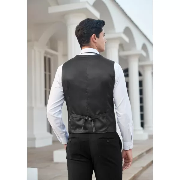 HISDERN Men's Suit Vest Business Formal Plaid Dress Waistcoat Slim Fit Vests for Men with 3 Pocket for Suit or Tuxedo