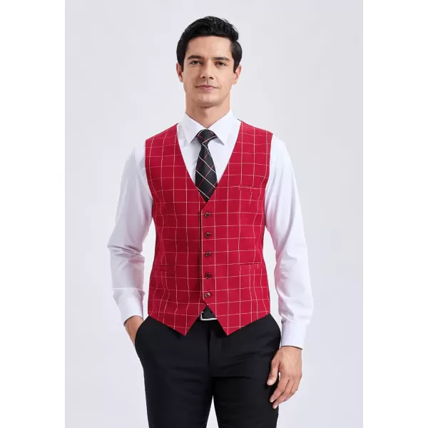 HISDERN Men's Suit Vest Business Formal Plaid Dress Waistcoat Slim Fit Vests for Men with 3 Pocket for Suit or Tuxedo