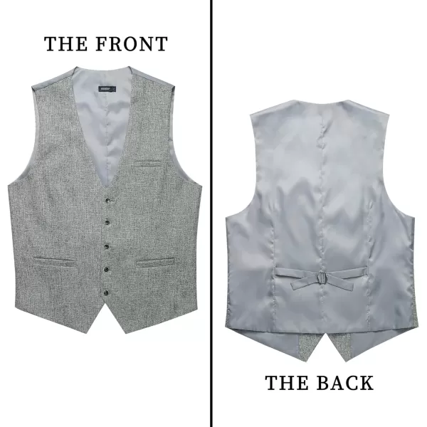 HISDERN Men's Suit Vest Business Formal Plaid Dress Waistcoat Slim Fit Vests for Men with 3 Pocket for Suit or Tuxedo