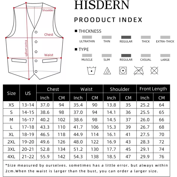 HISDERN Men's Suit Vest Business Formal Plaid Dress Waistcoat Slim Fit Vests for Men with 3 Pocket for Suit or Tuxedo