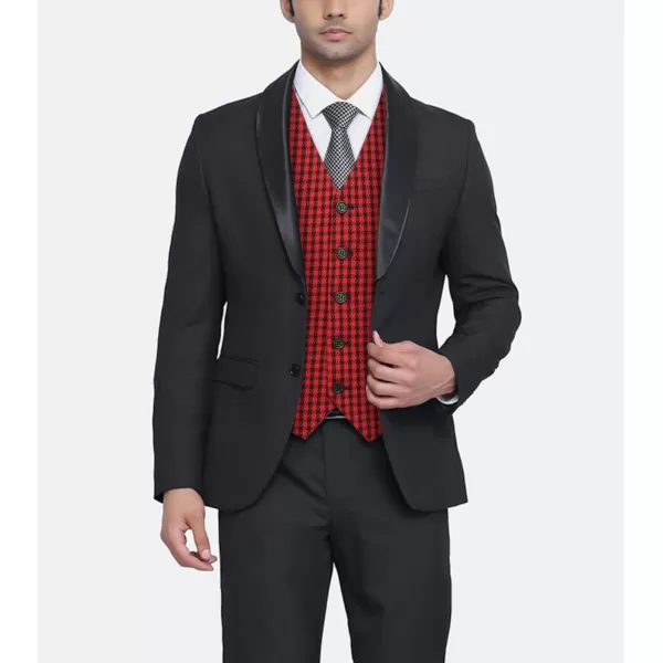 HISDERN Men's Suit Vest Business Formal Plaid Dress Waistcoat Slim Fit Vests for Men with 3 Pocket for Suit or Tuxedo