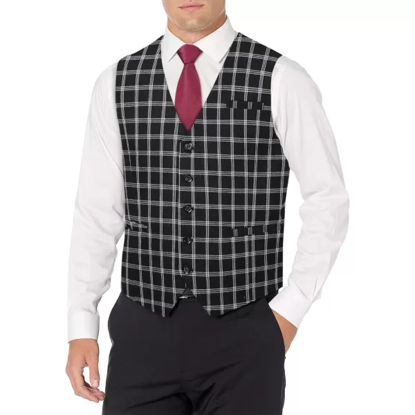 HISDERN Men's Suit Vest Business Formal Plaid Dress Waistcoat Slim Fit Vests for Men with 3 Pocket for Suit or Tuxedo