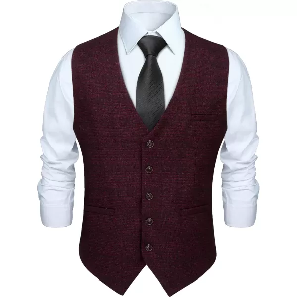HISDERN Men's Suit Vest Business Formal Plaid Dress Waistcoat Slim Fit Vests for Men with 3 Pocket for Suit or Tuxedo