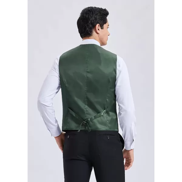 HISDERN Men's Suit Vest Business Formal Plaid Dress Waistcoat Slim Fit Vests for Men with 3 Pocket for Suit or Tuxedo