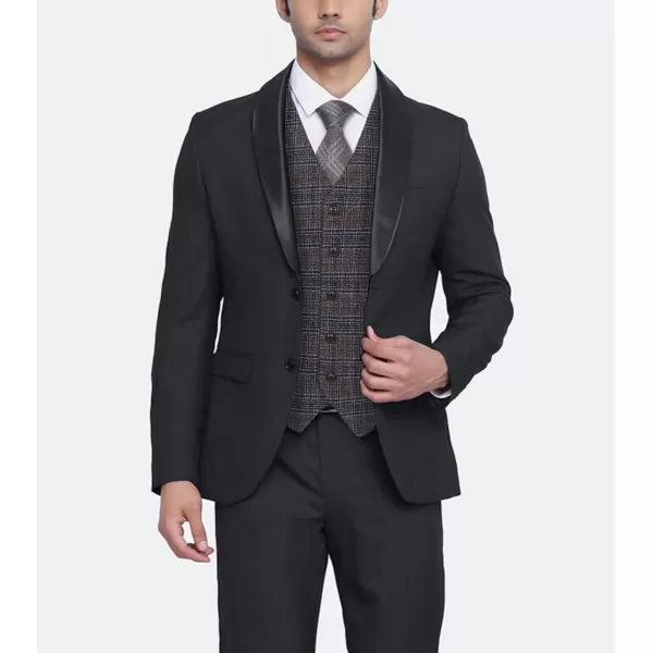 HISDERN Men's Suit Vest Business Formal Plaid Dress Waistcoat Slim Fit Vests for Men with 3 Pocket for Suit or Tuxedo