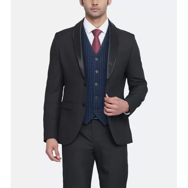 HISDERN Men's Suit Vest Business Formal Plaid Dress Waistcoat Slim Fit Vests for Men with 3 Pocket for Suit or Tuxedo