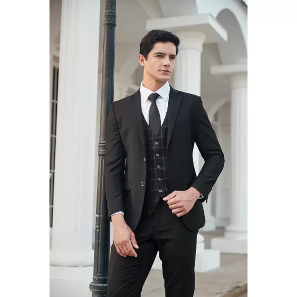 HISDERN Men's Suit Vest Business Formal Plaid Dress Waistcoat Slim Fit Vests for Men with 3 Pocket for Suit or Tuxedo