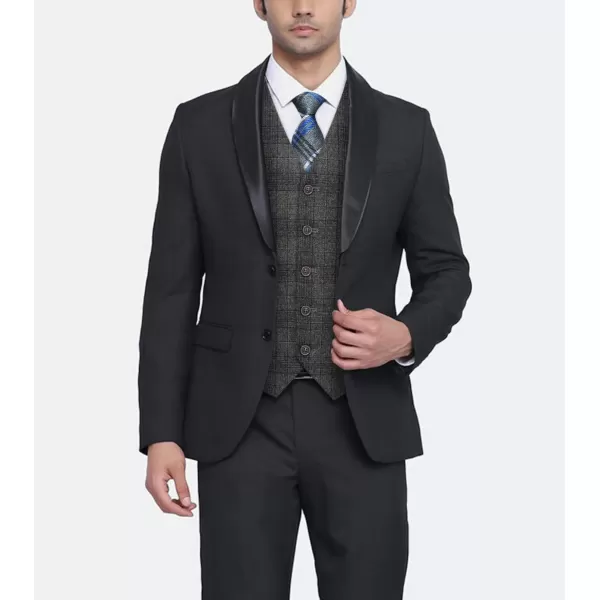 HISDERN Men's Suit Vest Business Formal Plaid Dress Waistcoat Slim Fit Vests for Men with 3 Pocket for Suit or Tuxedo