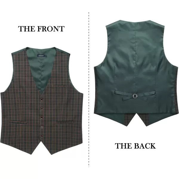 HISDERN Men's Suit Vest Business Formal Plaid Dress Waistcoat Slim Fit Vests for Men with 3 Pocket for Suit or Tuxedo