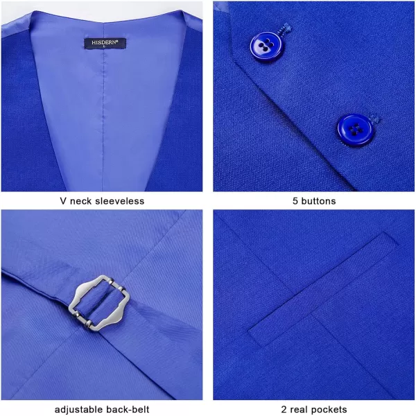 HISDERN Men's Suit Vest Business Formal Plaid Dress Waistcoat Slim Fit Vests for Men with 3 Pocket for Suit or Tuxedo