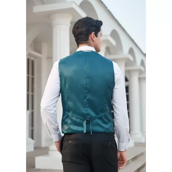 HISDERN Men's Suit Vest Business Formal Plaid Dress Waistcoat Slim Fit Vests for Men with 3 Pocket for Suit or Tuxedo