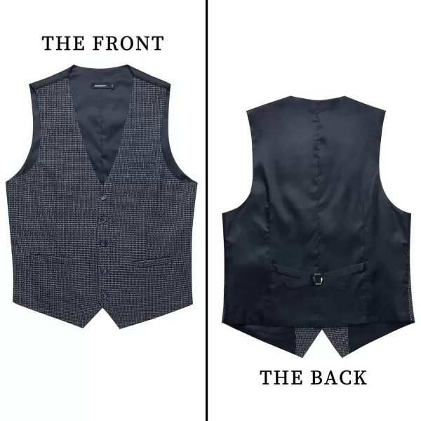 HISDERN Men's Suit Vest Business Formal Plaid Dress Waistcoat Slim Fit Vests for Men with 3 Pocket for Suit or Tuxedo