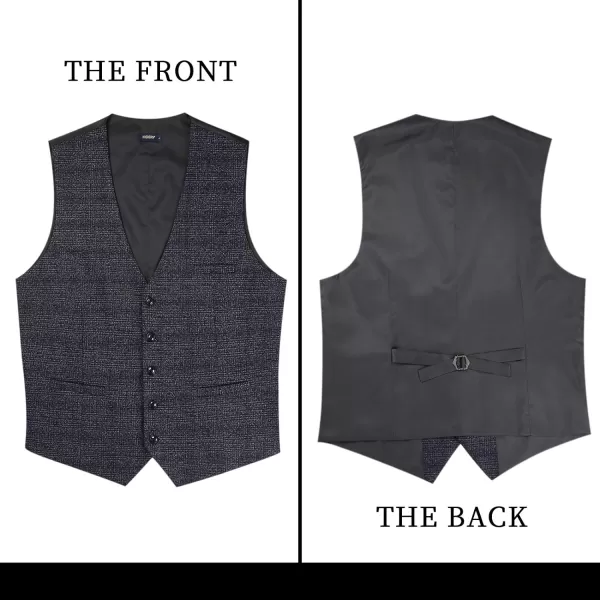 HISDERN Men's Suit Vest Business Formal Plaid Dress Waistcoat Slim Fit Vests for Men with 3 Pocket for Suit or Tuxedo