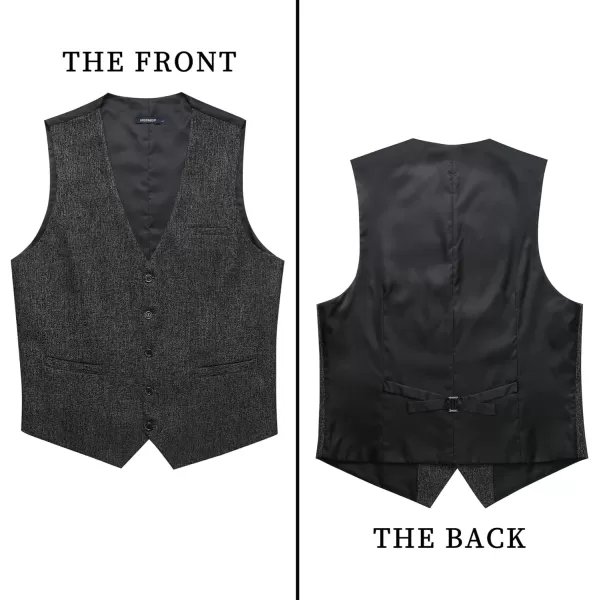 HISDERN Men's Suit Vest Business Formal Plaid Dress Waistcoat Slim Fit Vests for Men with 3 Pocket for Suit or Tuxedo