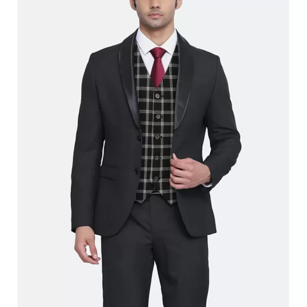 HISDERN Men's Suit Vest Business Formal Plaid Dress Waistcoat Slim Fit Vests for Men with 3 Pocket for Suit or Tuxedo
