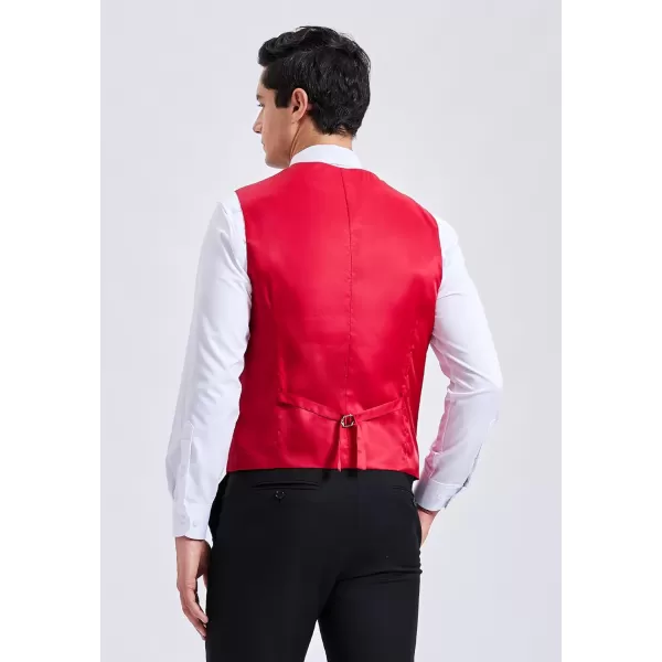 HISDERN Men's Suit Vest Business Formal Plaid Dress Waistcoat Slim Fit Vests for Men with 3 Pocket for Suit or Tuxedo
