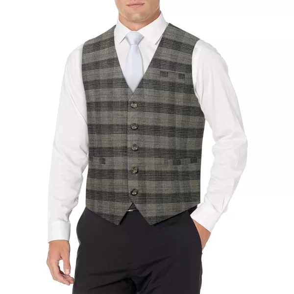 HISDERN Men's Suit Vest Business Formal Plaid Dress Waistcoat Slim Fit Vests for Men with 3 Pocket for Suit or Tuxedo