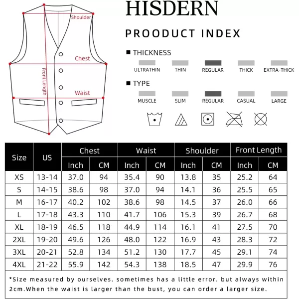 HISDERN Men's Suit Vest Business Formal Plaid Dress Waistcoat Slim Fit Vests for Men with 3 Pocket for Suit or Tuxedo