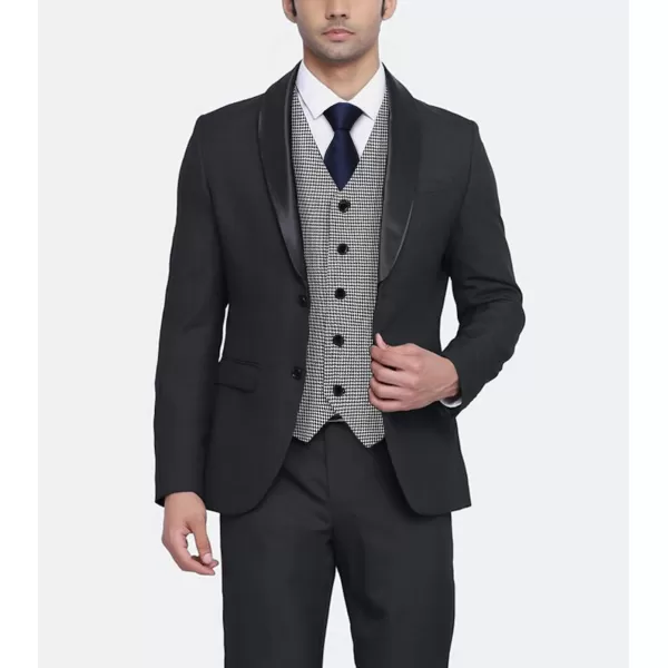 HISDERN Men's Suit Vest Business Formal Plaid Dress Waistcoat Slim Fit Vests for Men with 3 Pocket for Suit or Tuxedo