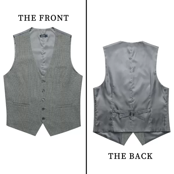 HISDERN Men's Suit Vest Business Formal Plaid Dress Waistcoat Slim Fit Vests for Men with 3 Pocket for Suit or Tuxedo