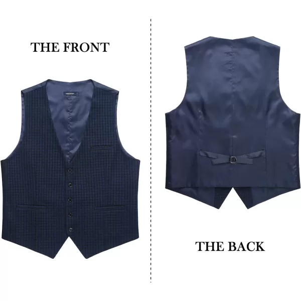 HISDERN Men's Suit Vest Business Formal Plaid Dress Waistcoat Slim Fit Vests for Men with 3 Pocket for Suit or Tuxedo