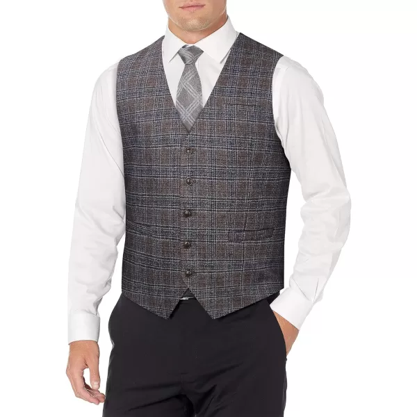 HISDERN Men's Suit Vest Business Formal Plaid Dress Waistcoat Slim Fit Vests for Men with 3 Pocket for Suit or Tuxedo