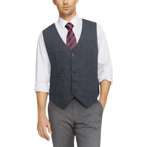 HISDERN Men's Suit Vest Business Formal Plaid Dress Waistcoat Slim Fit Vests for Men with 3 Pocket for Suit or Tuxedo