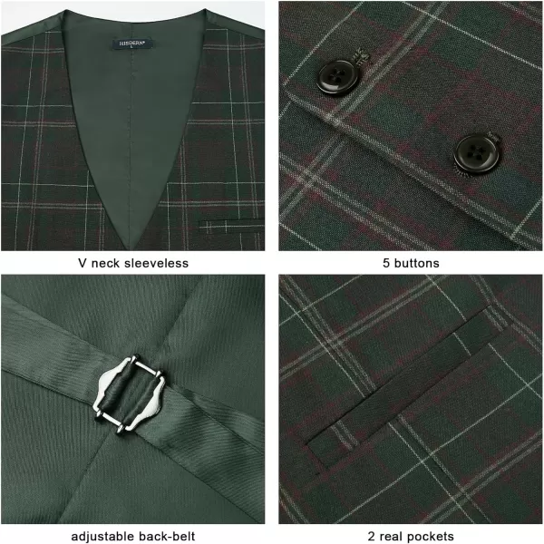 HISDERN Men's Suit Vest Business Formal Plaid Dress Waistcoat Slim Fit Vests for Men with 3 Pocket for Suit or Tuxedo