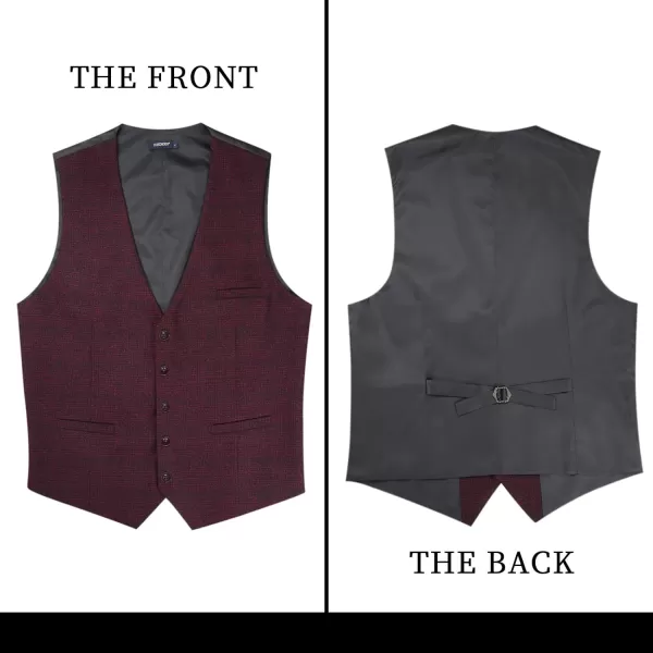 HISDERN Men's Suit Vest Business Formal Plaid Dress Waistcoat Slim Fit Vests for Men with 3 Pocket for Suit or Tuxedo