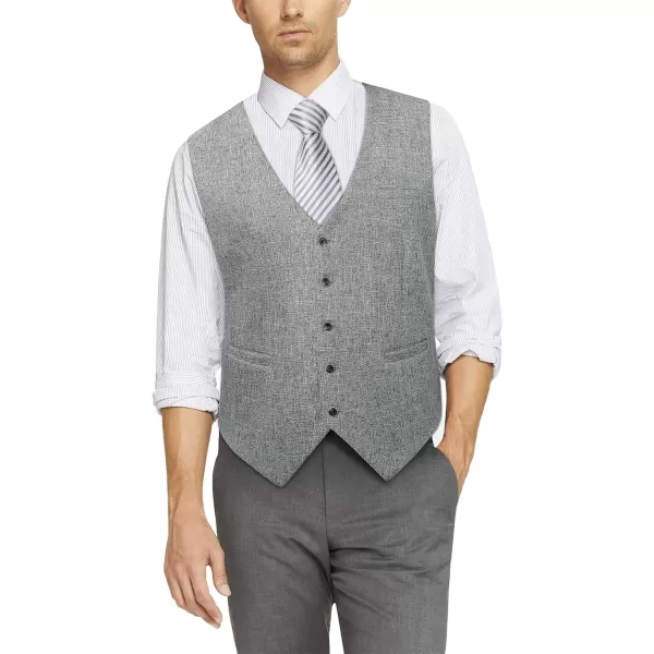 HISDERN Men's Suit Vest Business Formal Plaid Dress Waistcoat Slim Fit Vests for Men with 3 Pocket for Suit or Tuxedo