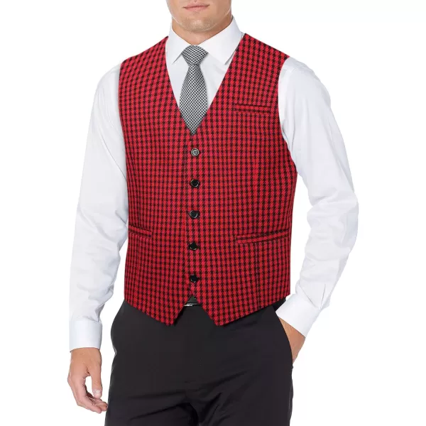 HISDERN Men's Suit Vest Business Formal Plaid Dress Waistcoat Slim Fit Vests for Men with 3 Pocket for Suit or Tuxedo