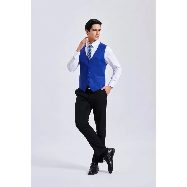 HISDERN Men's Suit Vest Business Formal Plaid Dress Waistcoat Slim Fit Vests for Men with 3 Pocket for Suit or Tuxedo