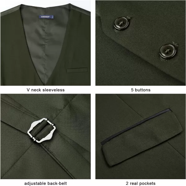 HISDERN Men's Suit Vest Business Suit Vests for Men Formal Slim Fit Solid Wedding Dress Waistcoat for V-Neck Tuxedo Vest