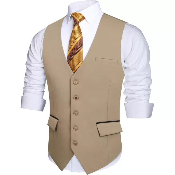 HISDERN Men's Suit Vest Business Suit Vests for Men Formal Slim Fit Solid Wedding Dress Waistcoat for V-Neck Tuxedo Vest