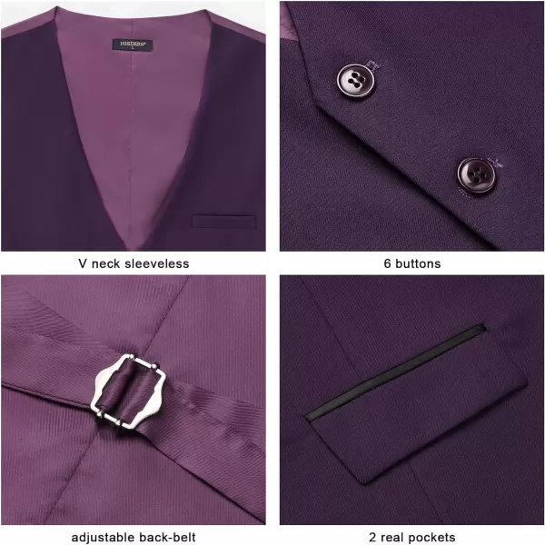 HISDERN Men's Suit Vest Business Suit Vests for Men Formal Slim Fit Solid Wedding Dress Waistcoat for V-Neck Tuxedo Vest