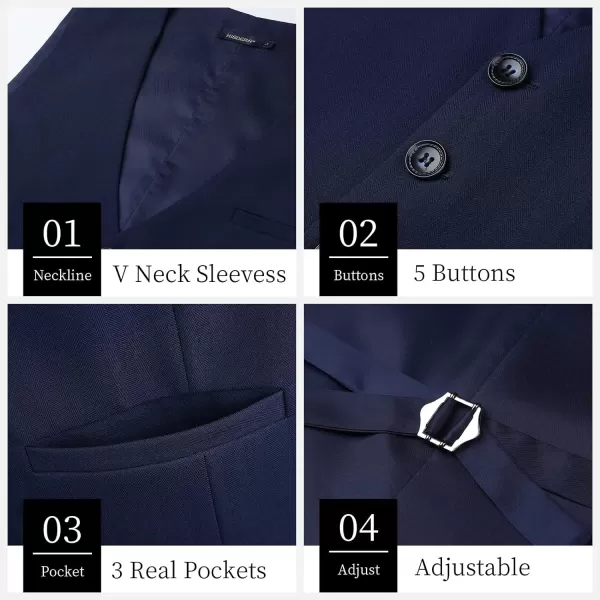 HISDERN Men's Suit Vest Business Suit Vests for Men Formal Slim Fit Solid Wedding Dress Waistcoat for V-Neck Tuxedo Vest